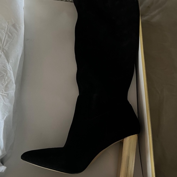 MICHAEL Michael Kors Gold Paloma Black Suede Over-The-Knee Boot - Picture 2 of 11